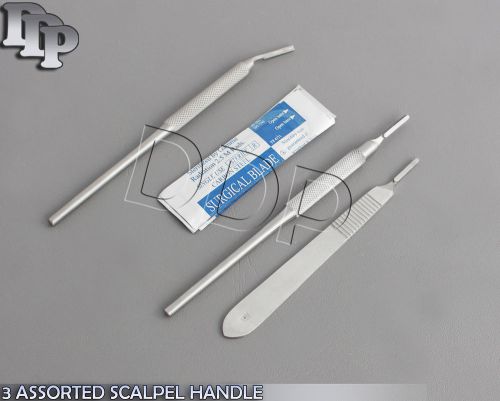 3 ASSORTED SCALPEL HANDLE #3 +10 STERILE SURGICAL SCALPEL BLADES #10