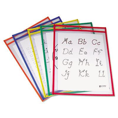 Reusable Dry Erase Pocket 6 Inch X 9 Inch 10/Pkg-Assorted Neon Col 038944418100