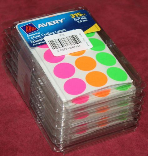 AVERY REMOVABLE COLOR CODING LABELS 315/PACK 36 PACKS/CASE NEW NIB SHIPS FREE