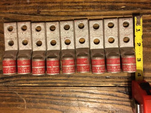 NEW LOT OF 9 Burndy Compression Terminal  YA31L2NT38 Two Hole Lug 350KCMIL