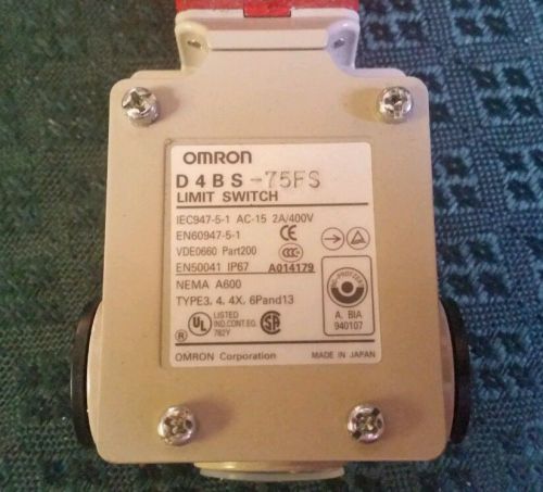 Omron D4BS-75FS Limit Switch D4BS75FS - Actuator Key Included.   New No Box.