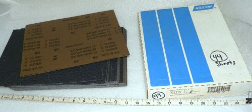 80 grit sand paper 9&#034; x 11&#034; QTY: 44 pc Norton 01170 T461 Tuf Bak Durite USA (T2)