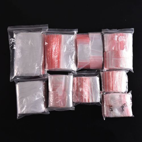 100/400/500Pcs Jewelry Ziplock Zipped Lock Reclosable Plastic Poly Clear Bags QW