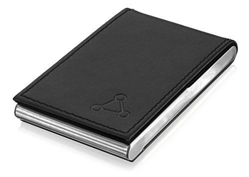 The package group llc black leather vertical business card holder card case w/ for sale