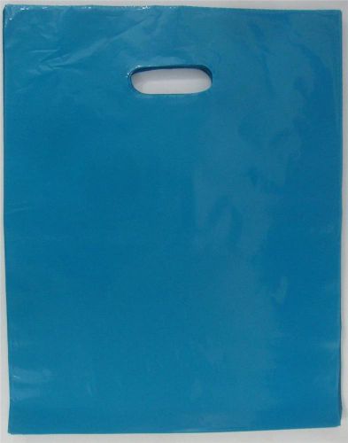 15&#034; x 18&#034; x 4&#034; Teal Glossy Low Density Merchandise Retail Shopping Bags 100 Qty.