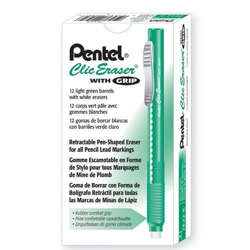 GENUINE Pentel ZE22 CLIC Rectractable Eraser Pen (12pcs) - Light Green FREE SHIP