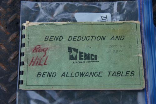 BEND DUCTION AND BEND ALLOWANCE TABLES AIRCRAFT MACHINIST HANDBOOK