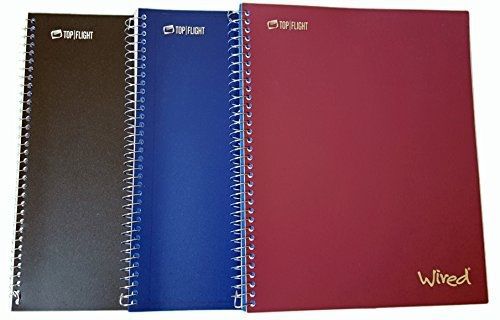 Top Flight Wired 3-Subject Wirebound Notebook