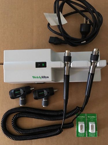 Welch Allen 767 Wall Transformer w/ two (2) MacroView Otoscope 23810 Heads !!