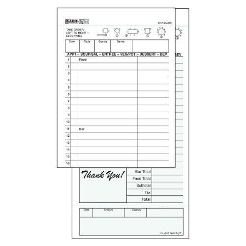 Daymark acr-g4900 carbon guest check, 2 part, green, 8-1/4&#034; length x 4-1/4&#034; case for sale