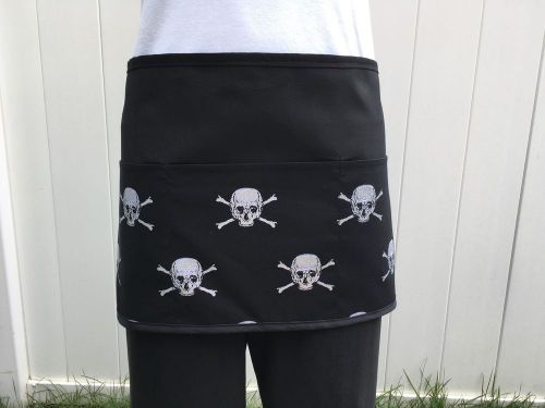 Black Color Skulls Server waitress waist apron 3 pocket restaurant Classyaprons