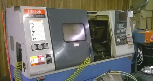 USED MAZAK QUICK TURN 250 CNC LATHE 1999 FUSION 2&#034; BAR 8&#034; CHUCK 12 TOOLS CLEAN