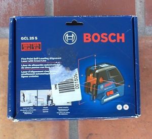 New bosch gcl 25 s five-point self-leveling alignment laser level w/cross-line for sale