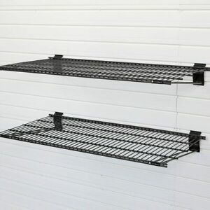 Flow Wall 12 in. x 24 in. Metal Garage Wall Shelving Black (2-Pack)