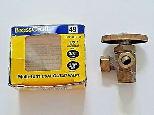 BrassCraft R1901LR R1 Rough Brass Multi -Turn Dual Outlet Valve 1/2&#034; Sweat x 3/8