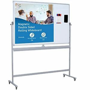 Large Mobile Whiteboard - 60x40-in Double Sided Flip Over Reversible 60&#034; x 40&#034;