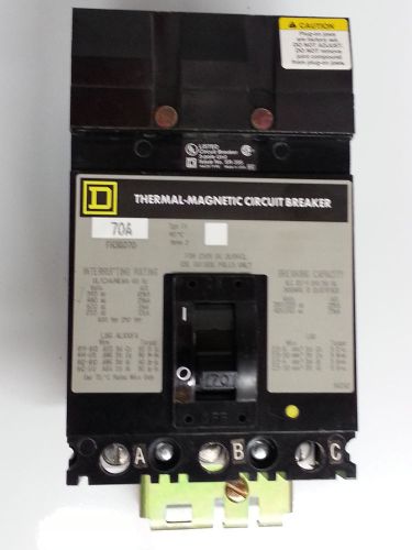 Square d 70 amp i line breaker fh36070  3 pole fh for sale