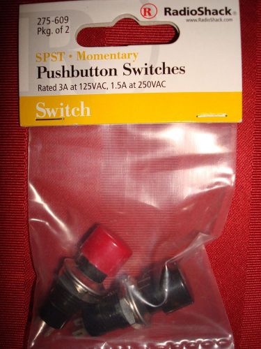 NEW RadioShack SPST Momentart Pushbutton Switch; Pkg. of 2; Part #275-609