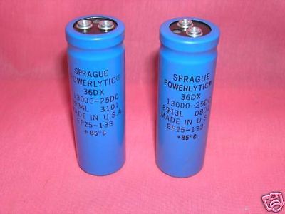 13000 UF   25VDC 13000uf CAPACITORS   SPRAGUE lot of two