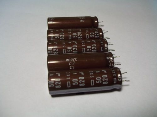 5pcs 820uF 50v Electrolytic Capacitors 105c Nippon 12.5x40 USA SELLER