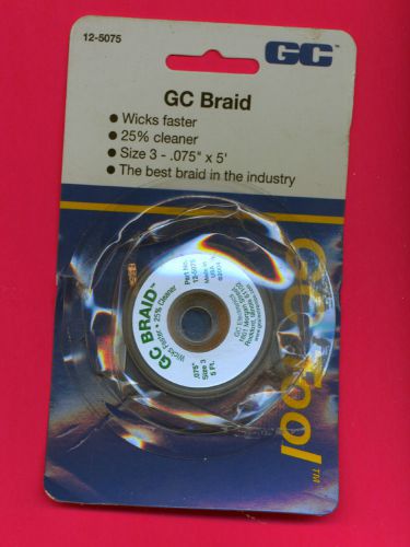 12-5075 gc Electronics Precision Tool solder braid 5&#039; foot spool size 3 .075&#034;