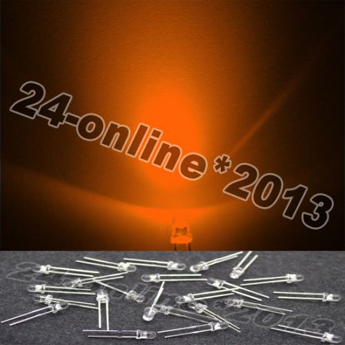 1000PCS 3mm 2pin waterclear Orange Round Top Plug-in LED lamp beads DIY