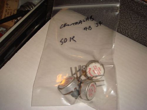 3 NOS Centralab 50K Vintage Potentiometers  Straight Leg Style #AB34