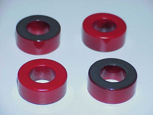 Lot/4 Each FERRITE TOROIDS  0.55&#034;ID X 1.075&#034;OD X 0.45&#034; RED/BLACK Epoxie Coated