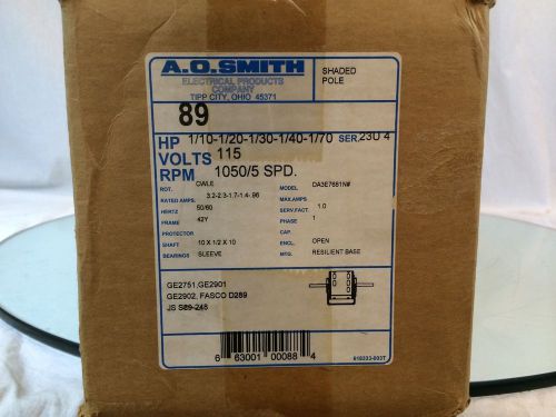 NEW A.O. SMITH MOTOR DA3E7681N 89 1/10 HP, 1050 RPM