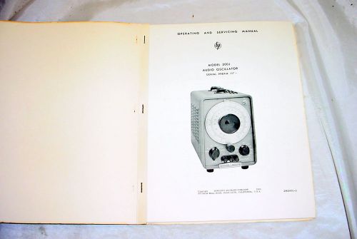 Hewlett packard hp 200j audio oscillator operating &amp; service manual for sale