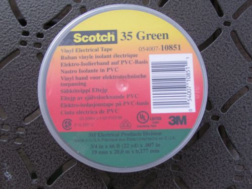 Scotch professional grade vinyl electrical tape 35 green  3/4&#034;x22 yard new for sale