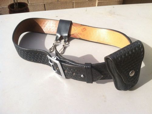 Vintage BIANCHI Leather  Black Fully Lined POLICE DUTY BELT