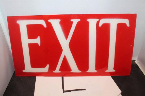 Vintage industrial mid century glass exit sign reverse painted red white nice #5 for sale