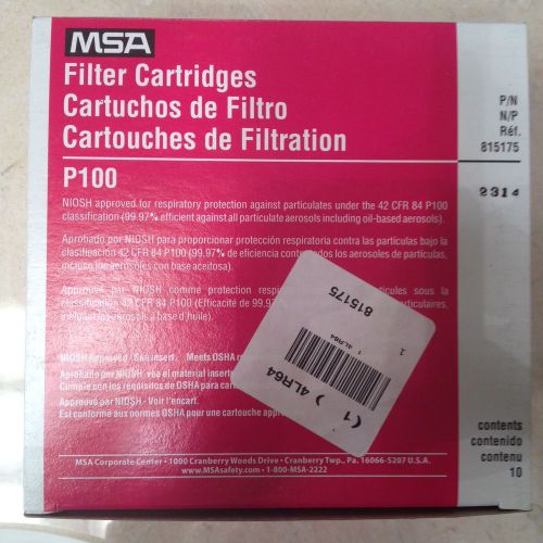 MSA P100 (1) Filter Cartridge P/N 815175 2014 NIOSH Approved Fits Ultratwin