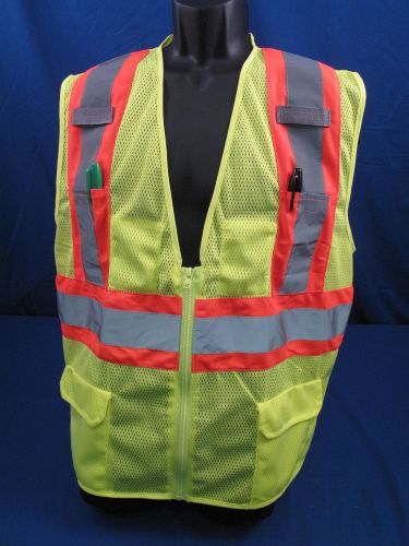 Class 2 zipper front safety vest size:x-large w/mic holders pockets vented back for sale