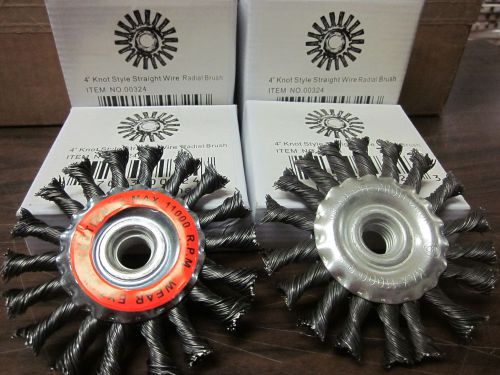 ~ 4 ~ KNOT FLAT STYLE 4&#034; STRAIGHT WIRE RADIAL BRUSH WHEEL 5/8&#034; GRINDER GRINDING