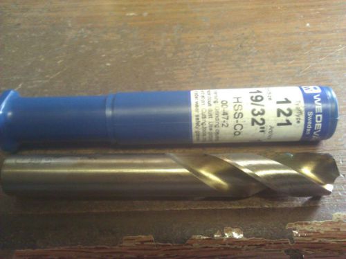 .5938&#034; 19/32&#034; HSS-CO  STUB STUB LENGTH DRILL