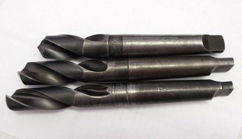 (3) 1&#034;, 31/32&#034;, 15/16&#034; HSS DRILLS w/ 3MT SHANKS