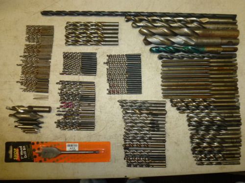 LOT of (192) VARIOUS DRILL BITS / No. 62 (.038&#034;) to 1&#034;