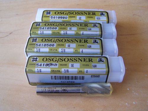 Osg/sossner 3/8, 4 flute square end mill, lot of 4 for sale