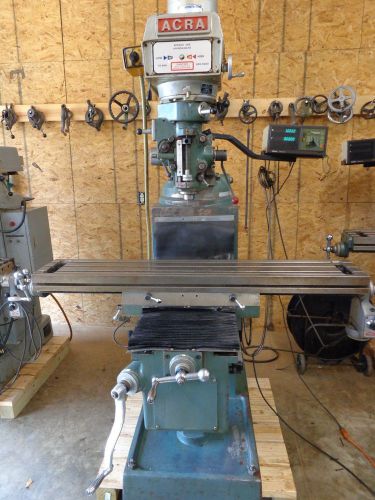 ACRA VERTICAL MILLING MACHINE 10X54&#034; TABLE VS  3HP DRO POWER FEED CK-1-1/2HK