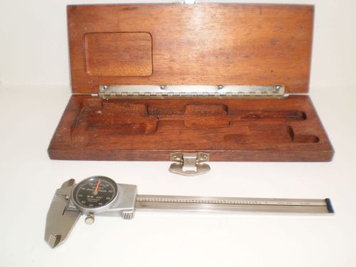 Brown &amp; sharpe swiss made dial caliper 599-579-5 with wooden case for sale