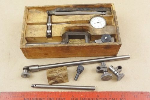 ORIGINAL STARRETT NO. 196A TEST INDICATOR TOOL IN WOOD BOX FOR MACHINIST LATHE