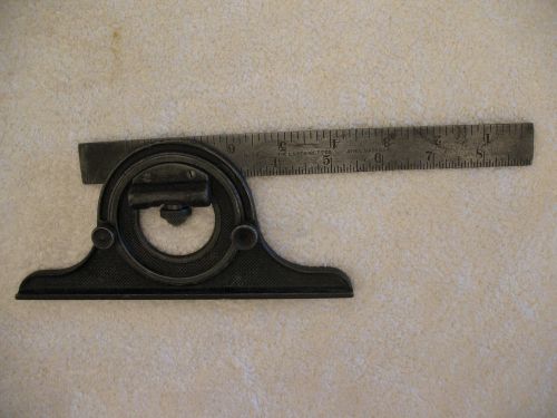 Ls starrett no. 12 vintage antique combination square protractor head with rule for sale