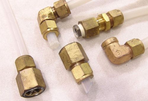 (5) swagelok 1/2&#034; brass compression fittings straight, elbow for sale