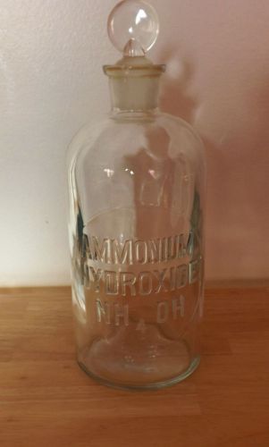 TCW 5.75&#034; Raised Letter TCW Chemical Bottle &#034;Ammonium Hydroxide NH4OH&#034;