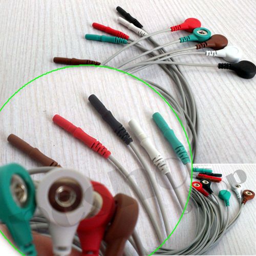 For patient monitor 5 leads ECG EKG cables ECG/EKG Lead wires (10 pcs/lot!!)