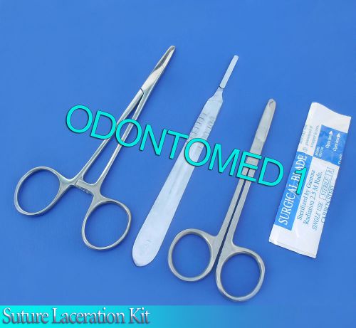 3 PCS Suture Laceration Kit Webster Needle Holder+Scalpel Handle+Blade #24