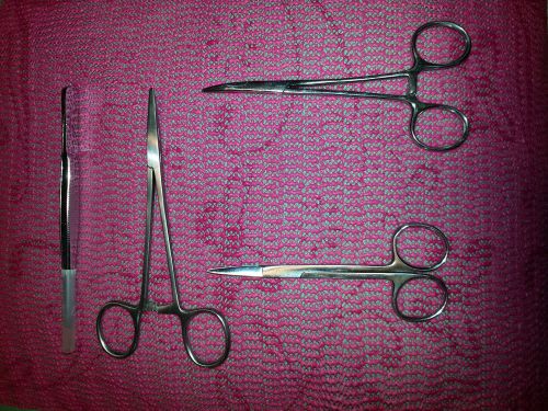 (8) 5.5&#034; Straight + (8) 5&#034; Curved Hemastats +(8) 5&#034; Tweezers +(8) 4.5&#034; Scissors