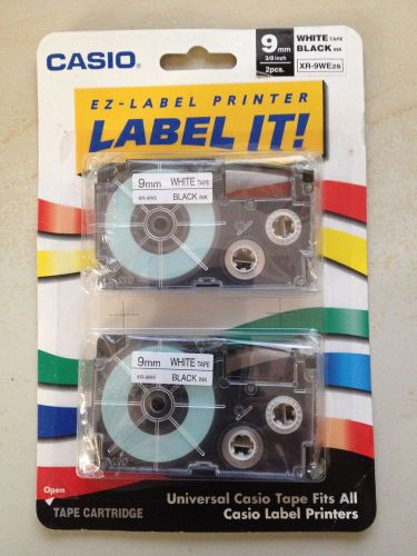 CASIO EZ-LABEL IT TAPE CARTRIDGES 9MM  White TAPE/BLACK INK XR-9WE2S Brand New